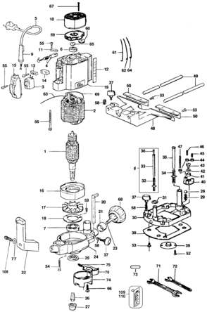 Page A Diagram and Parts List for 3304 2 Black and Decker Router